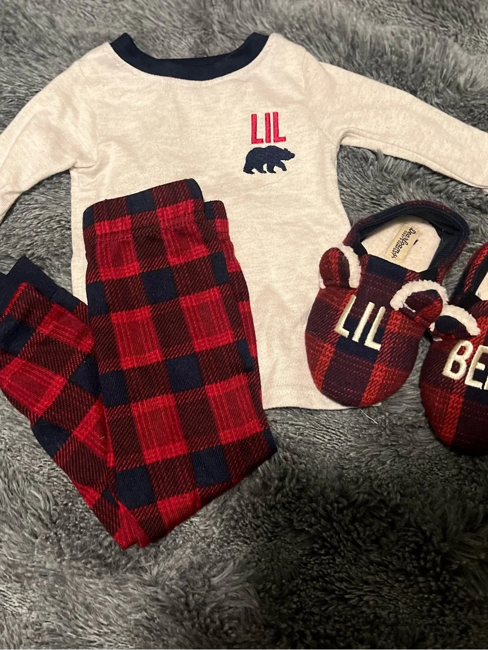 Unbranded Lil Bear Red & Navy Kids Pajama Set